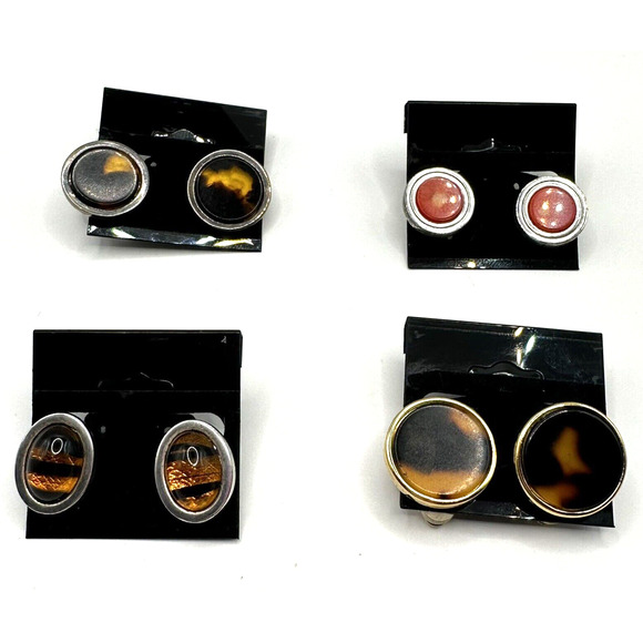 Ralph Lauren Clip On Earrings Lot of 4 Silver & Gold Toned Vintage Mix Signed - Picture 1 of 10